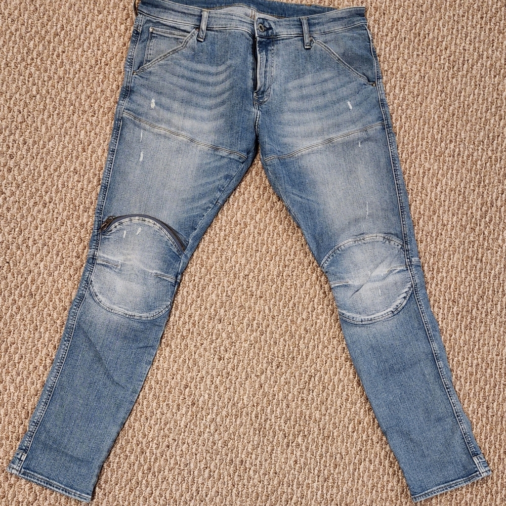 G-STAR RAW ZIPPED KNEE SKINNY JEANS